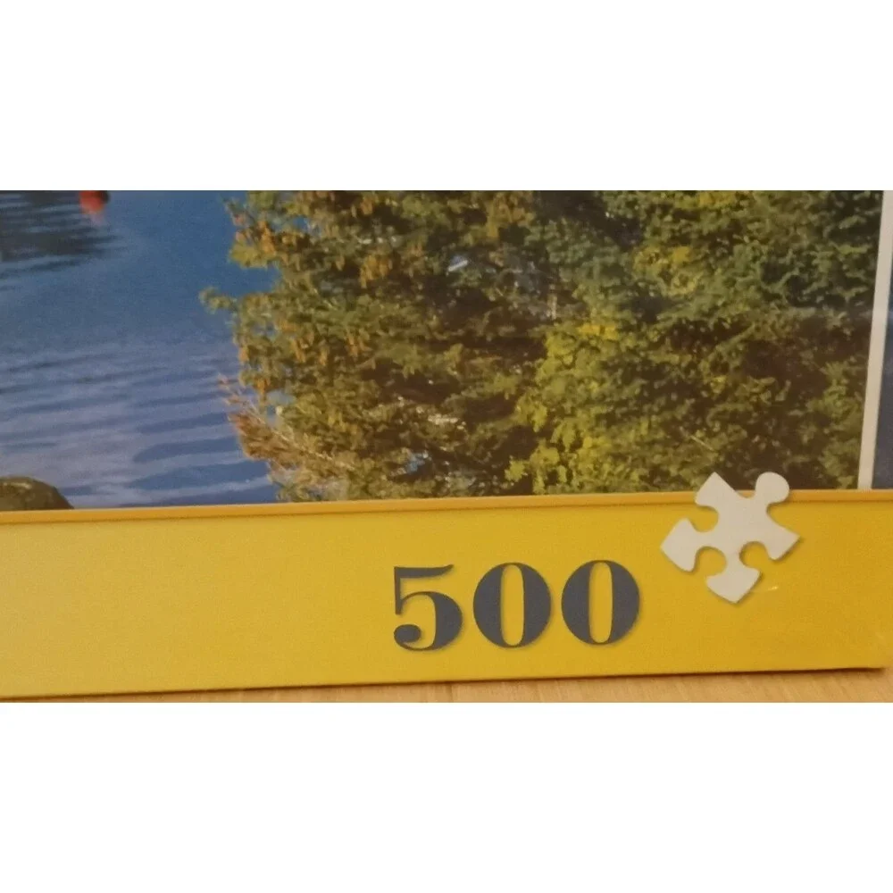 NEW Sealed Vintage Trefl Jigsaw Puzzle Mountain Water & Boat Coastal Scenery
